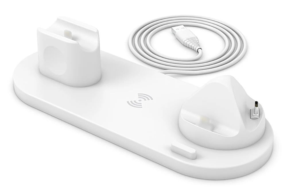 bianco caricabatterie wireless 6 in 1