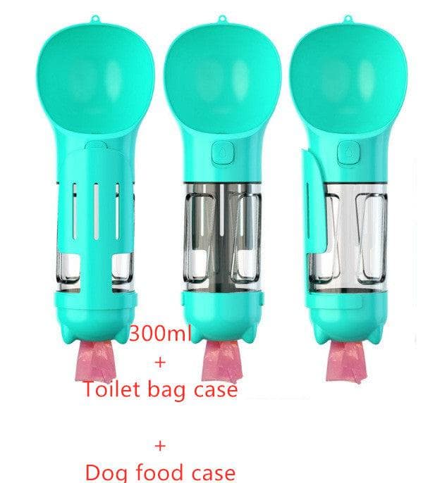 Blue / 300ml Set Pet Water Bottle Feeder Bowl Garbage Bag Storage Portable Pet Outdoor Travel 3 In 1 Dog Water Bottle