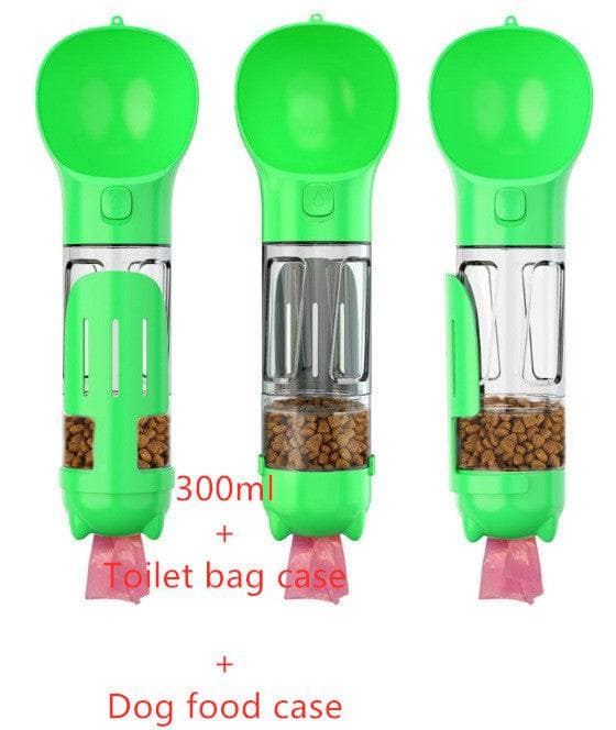 Green / 300ml Set Pet Water Bottle Feeder Bowl Garbage Bag Storage Portable Pet Outdoor Travel 3 In 1 Dog Water Bottle