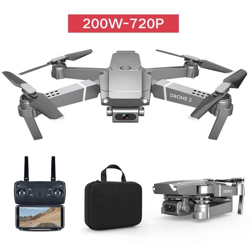 Silver / 720p E68 Quadcopter Folding Drone