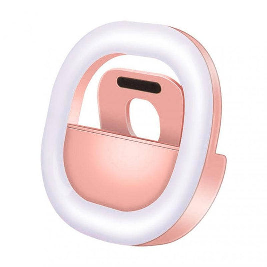 Pink Lampada universale per selfie; anello luminoso a led dotato di clip per smartphone.