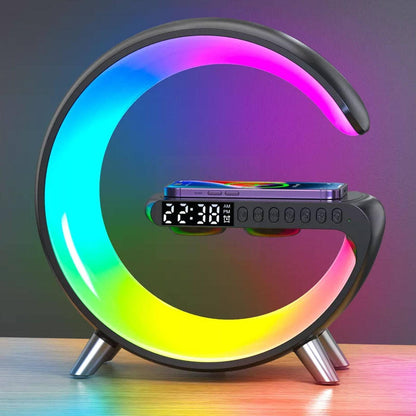 Sveglia multifunzionale con luce notturna, altoparlante bluetooth, caricatore da tavolo Rgb.