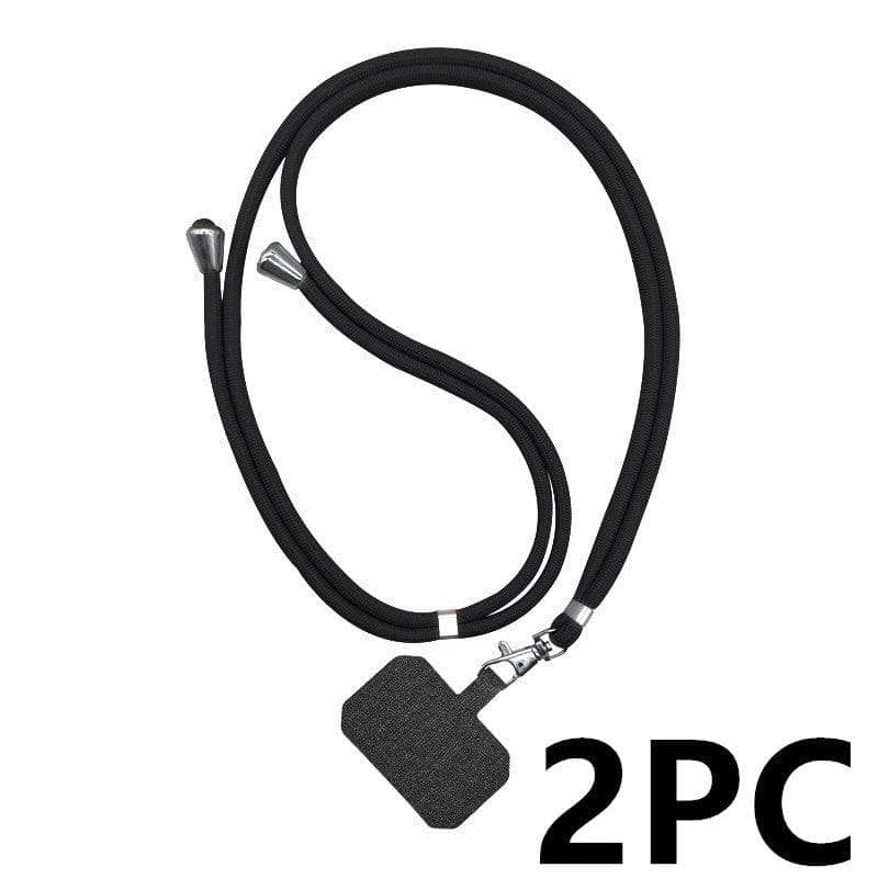 2PC Black Universal Card Phone Case Lanyard