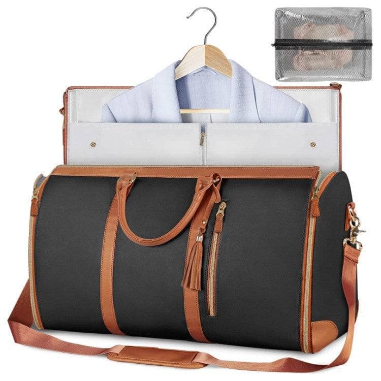 Black Large Capacity Travel Duffle Bag Women's Handbag Folding Suit Bag Waterproof Clothes Totes