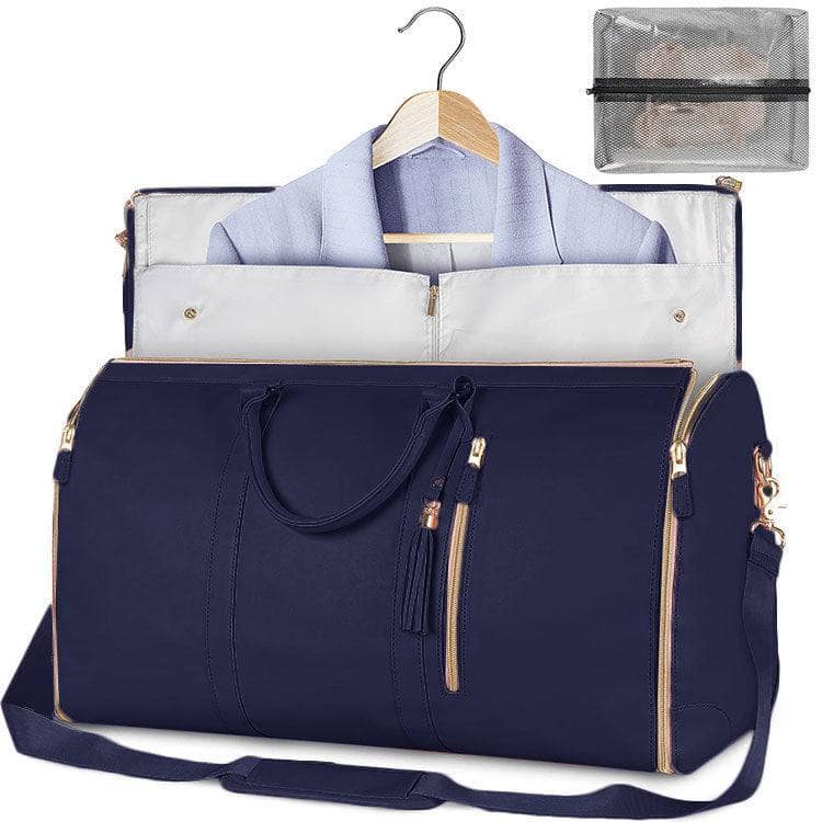 Blue Large Capacity Travel Duffle Bag Women's Handbag Folding Suit Bag Waterproof Clothes Totes