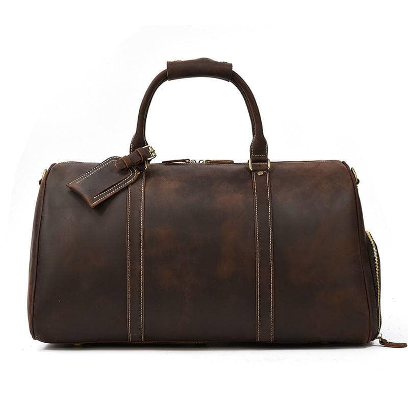 Dark Brown 55cm Men's Retro Leather Travel First Layer Cowhide Luggage Bag