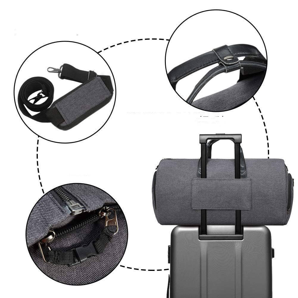 Dark Grey Suit Travel Bag For Men With Large Capacity Dry Wet Separation