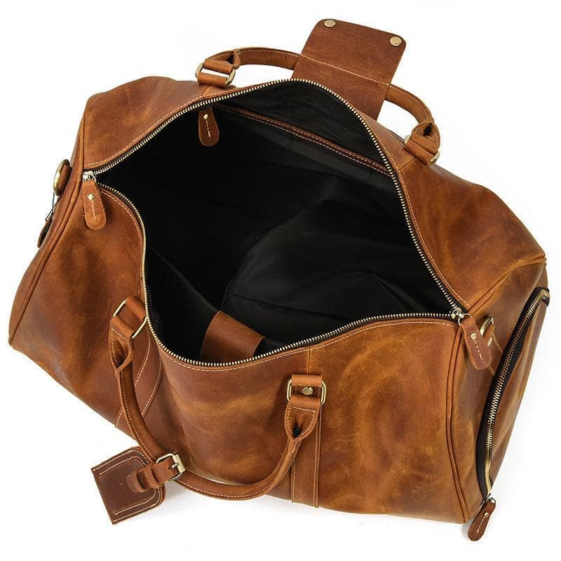 Men's Retro Leather Travel First Layer Cowhide Luggage Bag