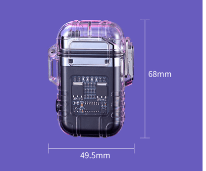 Accendino elettronico multiuso trasparente a conchiglia.