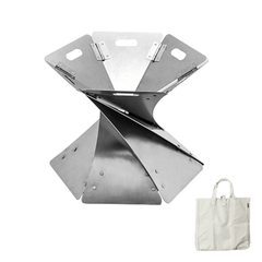 Collapsible stainless steel fire pit for camping.