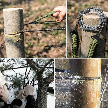 Verde Sega tascabile con corda intrecciata, adatto per ambienti estremi, sopravvivenza e campeggio.