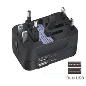 Black / AU / Dual usb Caricabatterie multifunzione, adattatore da viaggio all'estero.