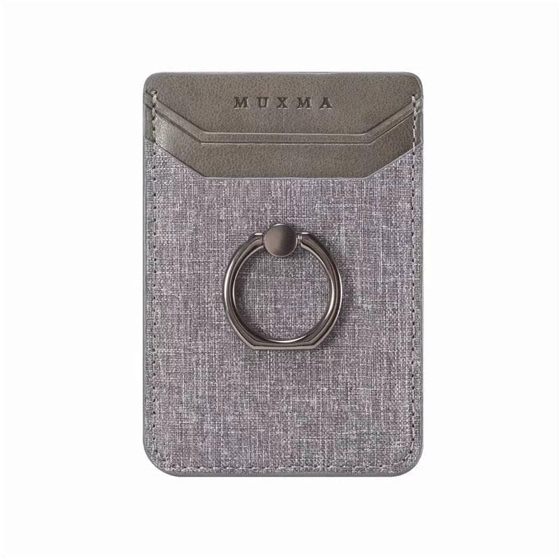 Canvas-Gray Portacarte di credito, ideale per donna e uomo con sticker per smartphone.