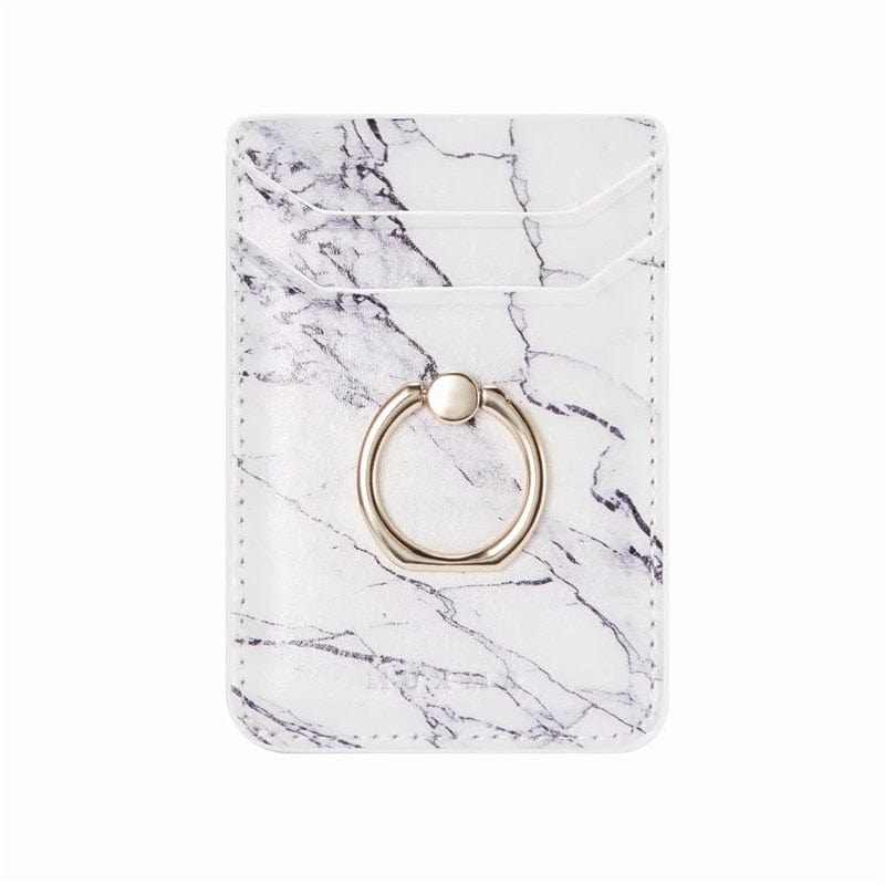 Marble-White Portacarte di credito, ideale per donna e uomo con sticker per smartphone.