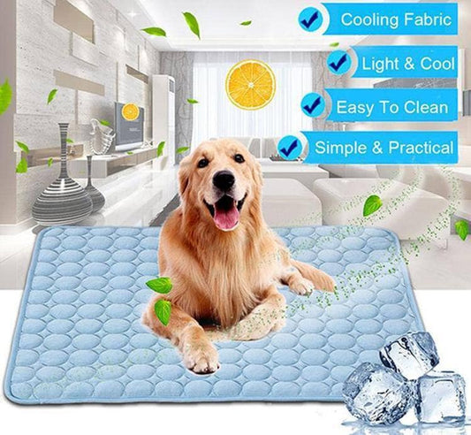 Blue / 150x100cm Pet Dog Cat Ice Silk Cold Nest Pad For Cooling In Summer