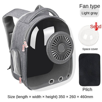 Light Grey / With fan Portable Space Capsule Pet Backpack