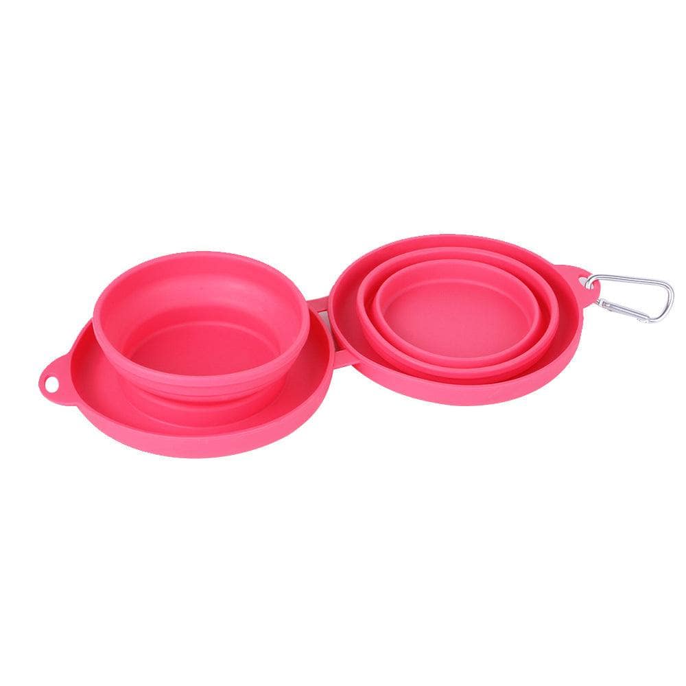 Red Rubber Foldable Double Bowl Pet Feeding Bowl Pets Supplies Dog Cat Bowls