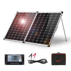 Anaka 100W 12V foldable solar panel for camping.