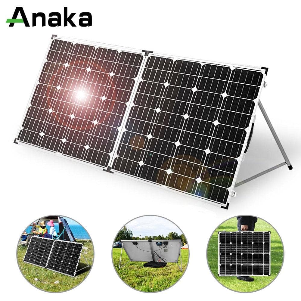 Pannello solare pieghevole Anaka 100W 12V per campeggio.