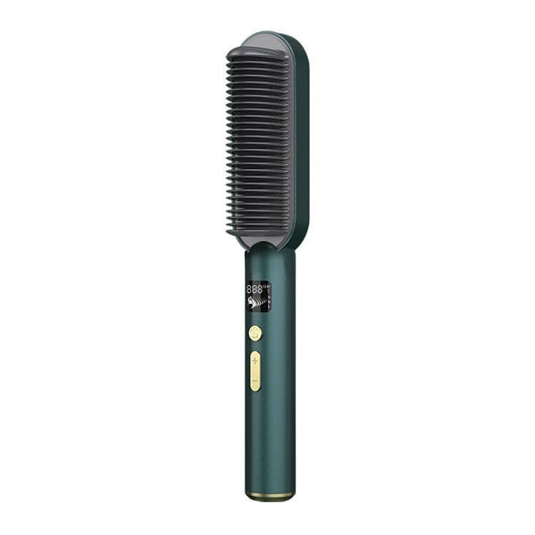 Green / EU Straightening Comb Anion Electric Curling Iron