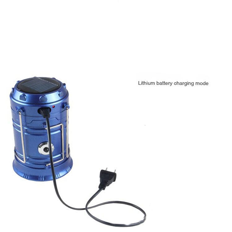 Blue / EU Plug Lanterna solare a Led da campeggio e multifunzionale, con cavo USB.