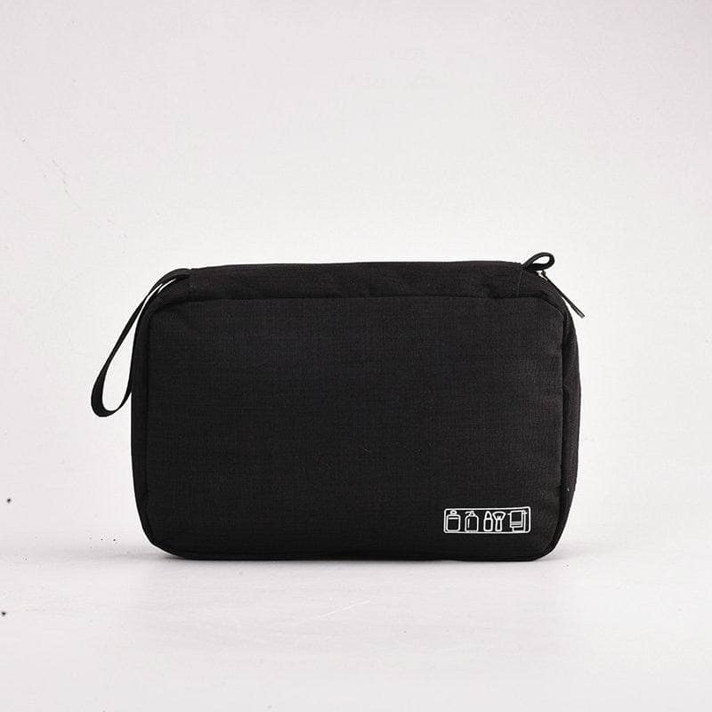 Black Toiletry Bag Borsa da toilette per viaggio con gancio, adatta per uomo e donna.