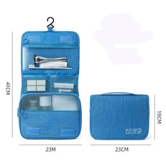 Travel toiletry bag with hook, suitable for men and women.