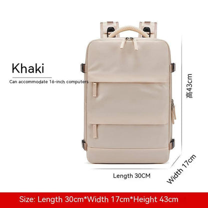 Khaki / 17 Inches New Travel Backpack Women's Large Capacity Dry Wet Separation