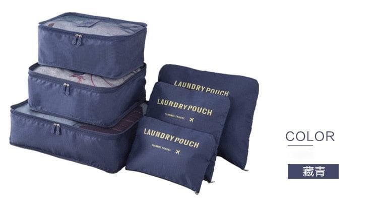 navy Set 6 pezzi di borse contenitore da viaggio, adatte per scarpe, vestiti, biancheria e altri accessori.