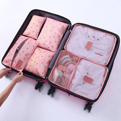 Pink Cherry Set di borse contenitore/organizer da viaggio.